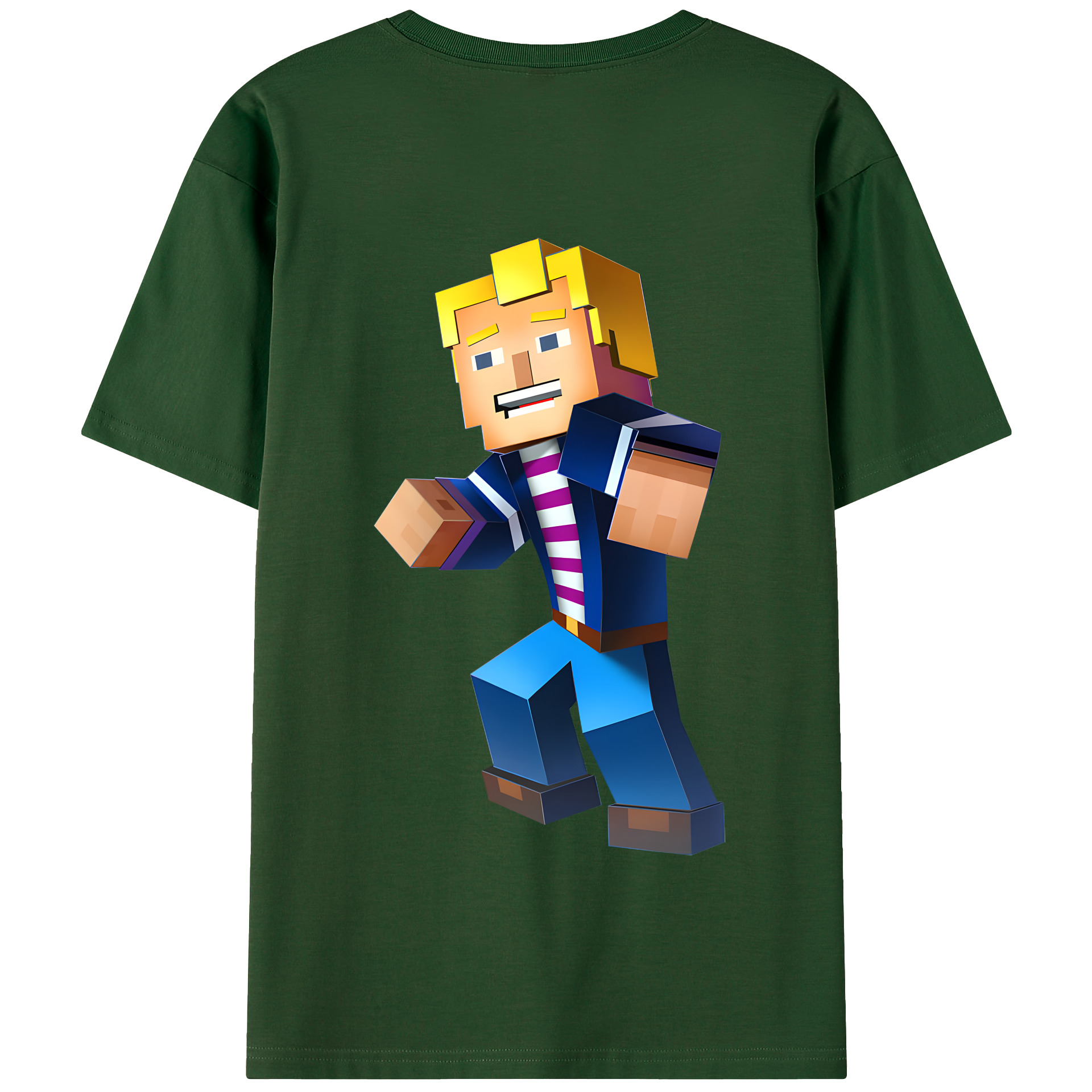 （画像用） マインクラフト ブロックの世界 Minecraft MC Block world 綿100％半袖Tシャツ（背面プリント）
